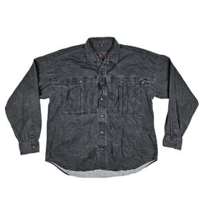 Gonz ! Button Down Shirt Long Sleeve Mens XL Distressed 80's Style Acid Pockets